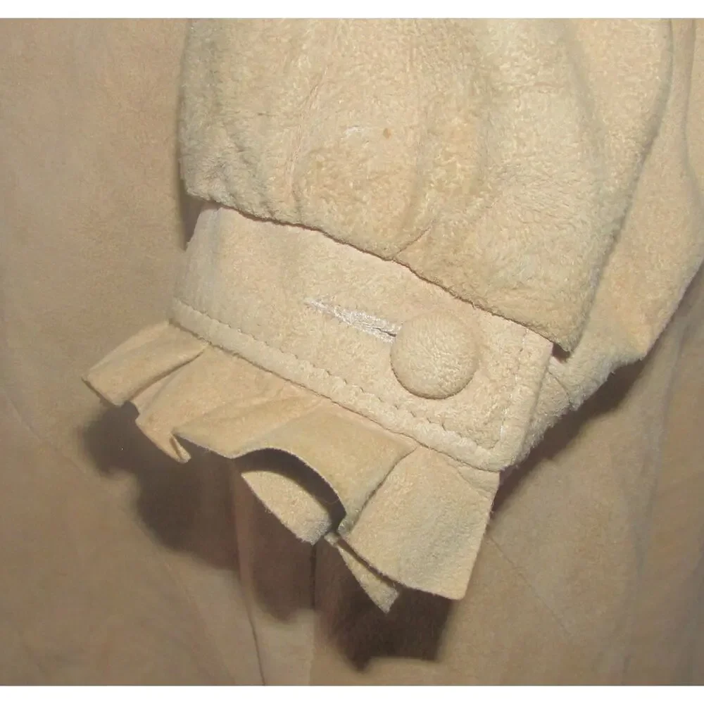 Vtg 70's PIONEER WEAR fit 8 Tan Suede Leather Ruffle Jacket & Skirt Western Boho - Picture 11 of 16